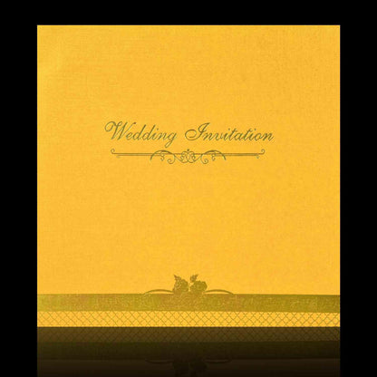 Yellow Metallic Wedding Invitation Card-KNK3292