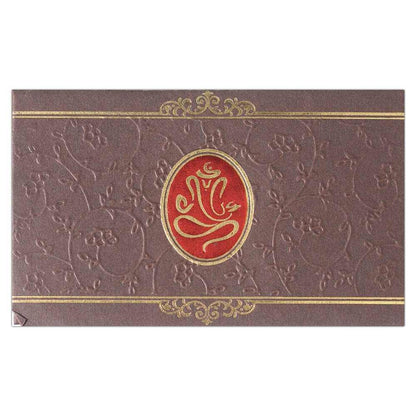 Invitation Card - Devout Golden Ganesh Designer Card-KNK3387