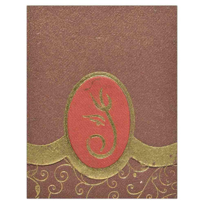 Invitation Card - Metallic Brown Invitation Card with Divine Lord Ganesha-KNK3429