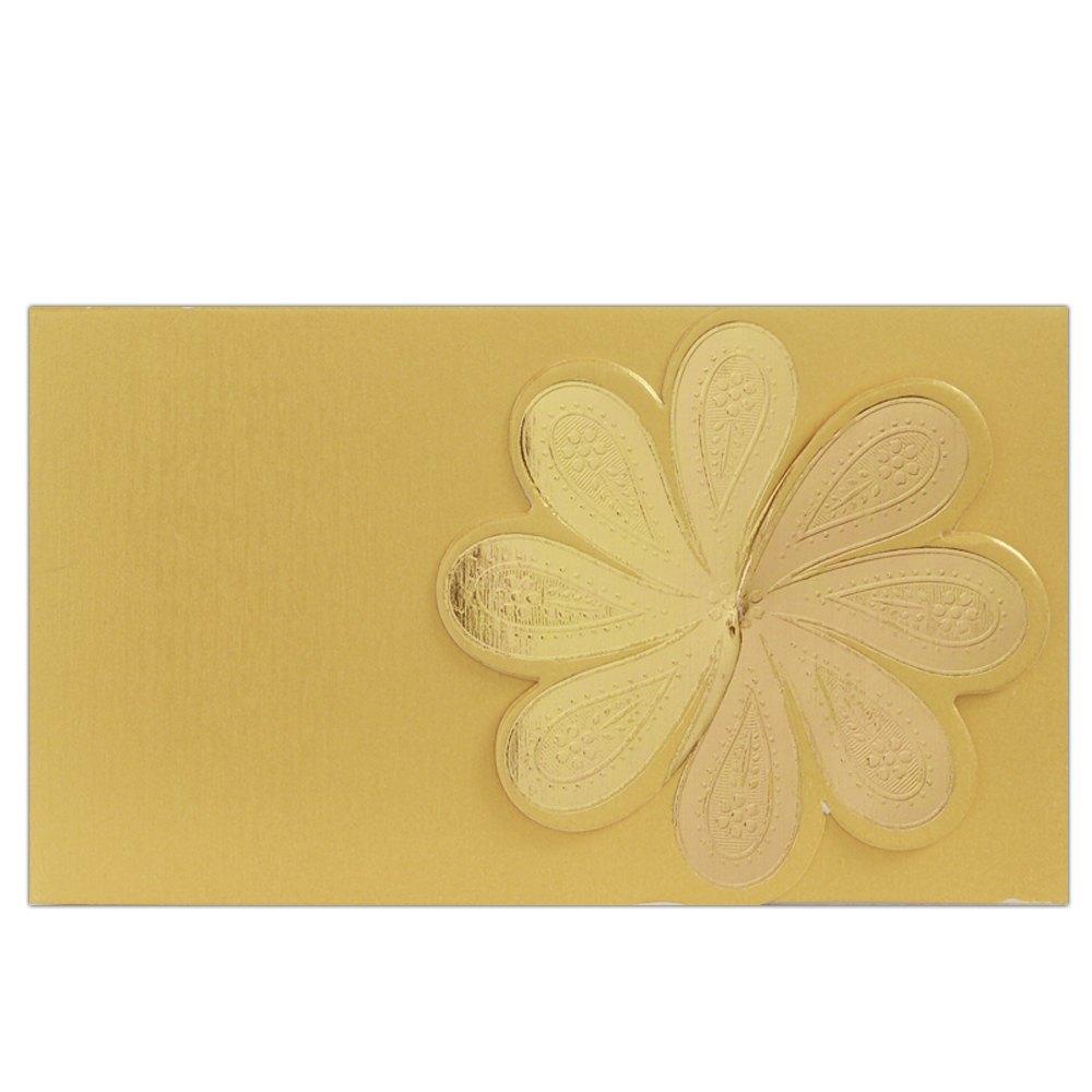 Invitation Card - Golden Floral Personal Wedding Invitation Card-KNK3432