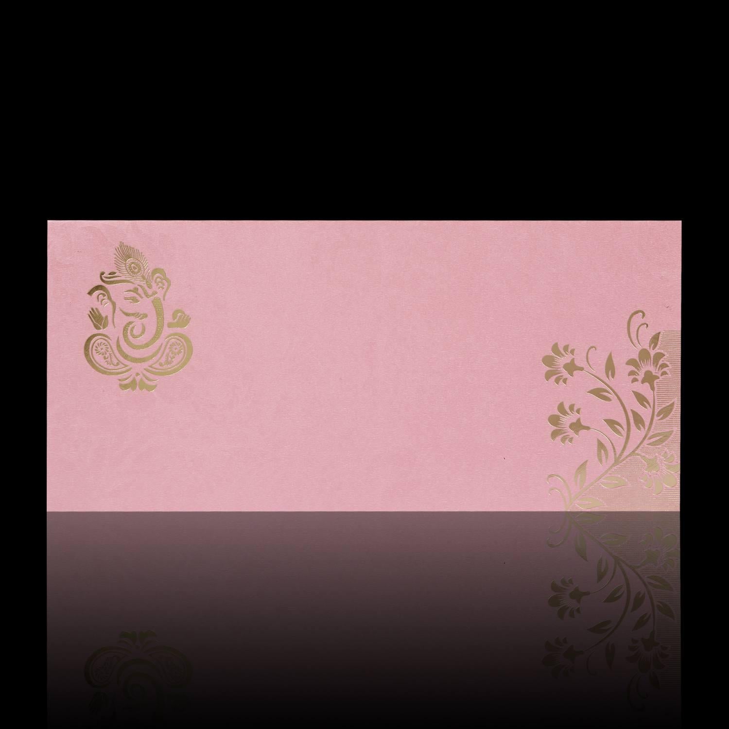Pink Floral Metallic Invitation Card-KNK3448