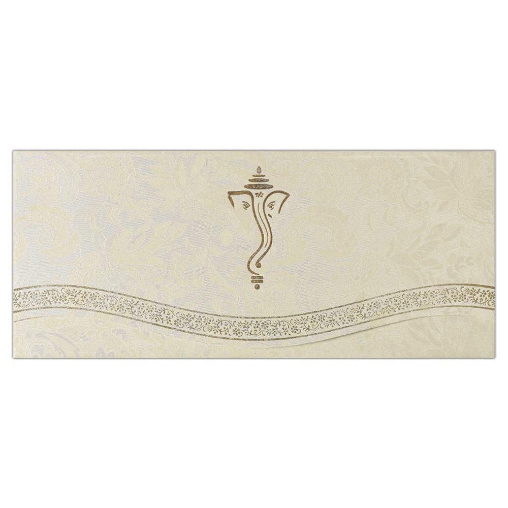 Beige Floral Ganesha Wedding Invitation Card