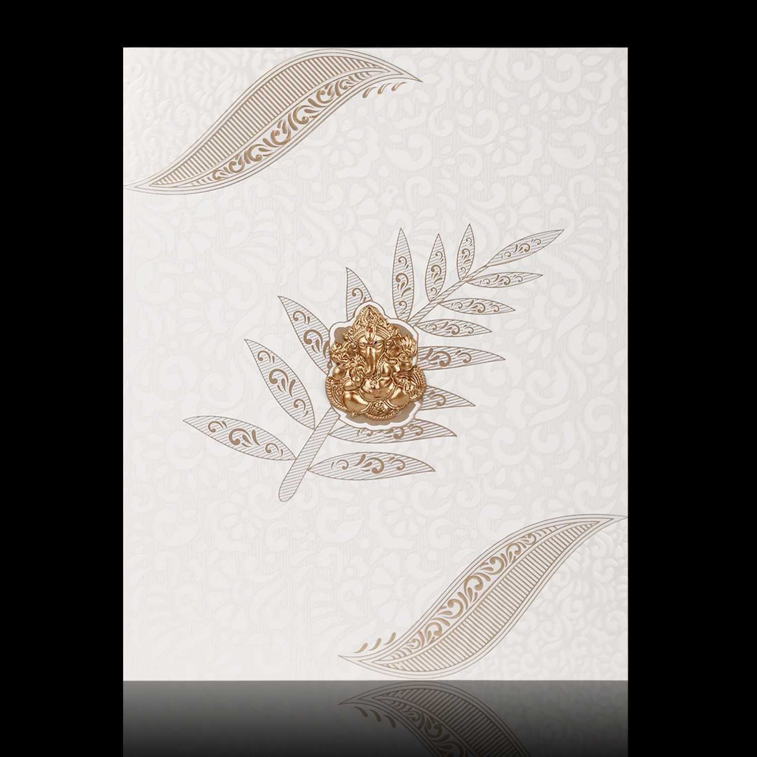 Fascinating Ganesha With White Shaded Wedding Card - KNK3623