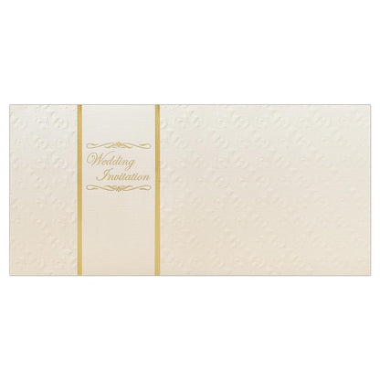 Invitation Card - Elegant White With Gold Border Wedding Card-KNK3632