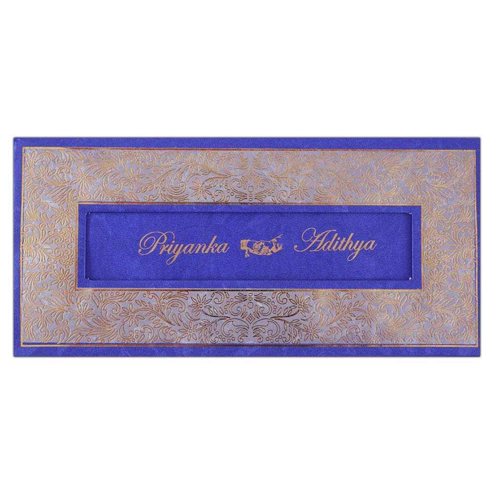 Invitation Card - A Royal Wedding in Blue and gold wedding Invitation Card - KNK3762