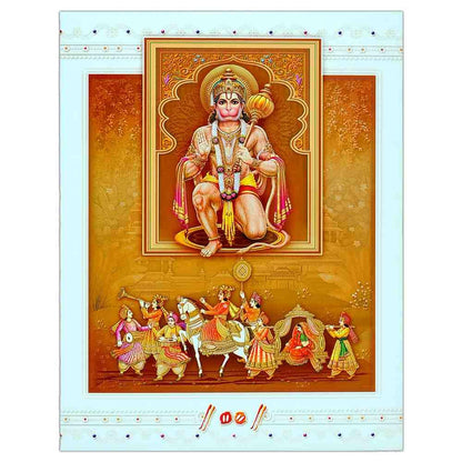Fascinating Hanuman Theme With White Shading Wedding Card