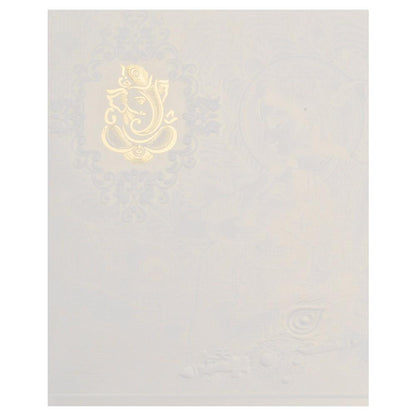 White Ganesha Wedding Invitation Card-Knk3981