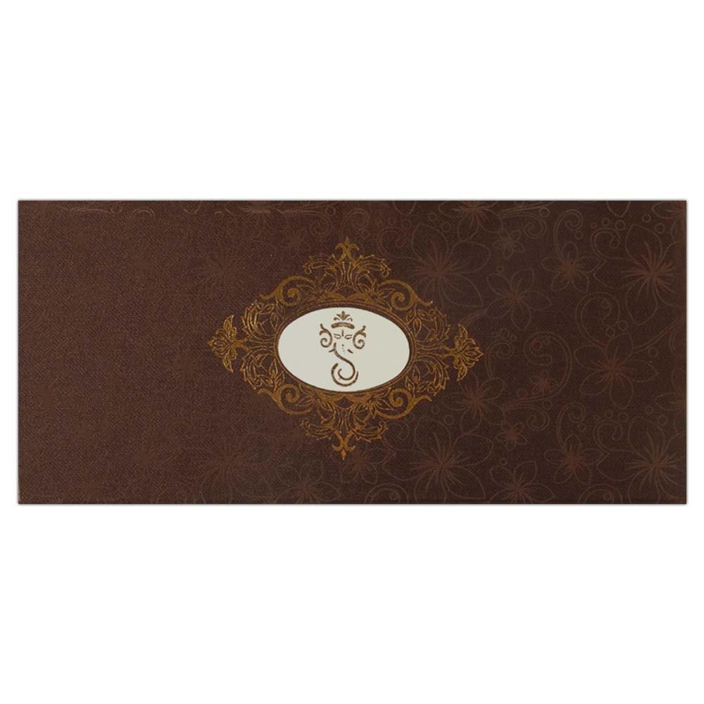 Invitation Card - Matte Brown and Shimmering Silver Invitation Card-KNK4082
