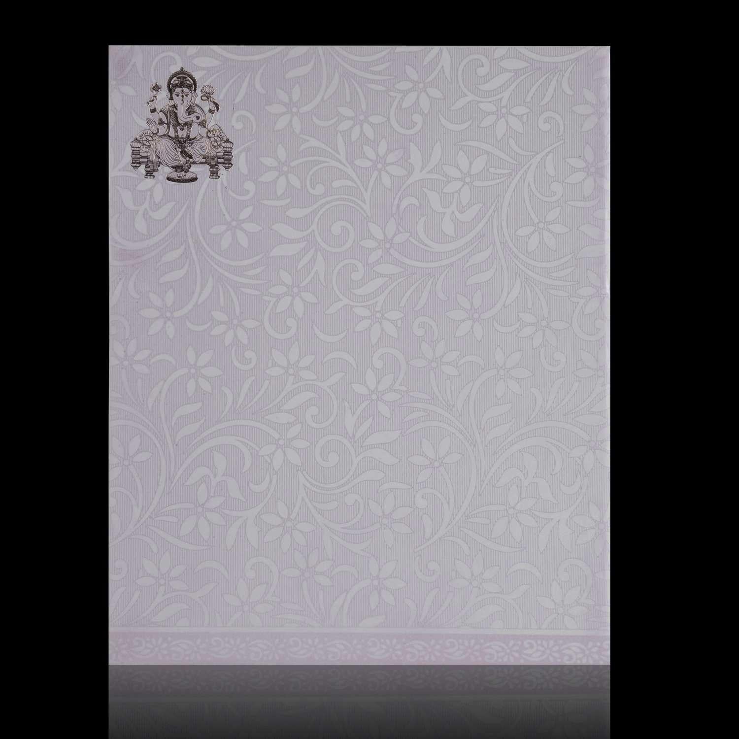 Pristine White Shading With Gold Ganesha Wedding Card - KNK4100