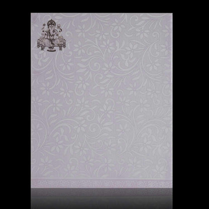 Pristine White Shading With Gold Ganesha Wedding Card - KNK4100