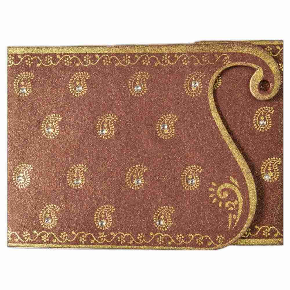 Invitation Card - Ethnic Flavour in Metallic Brown Card-KNK4111