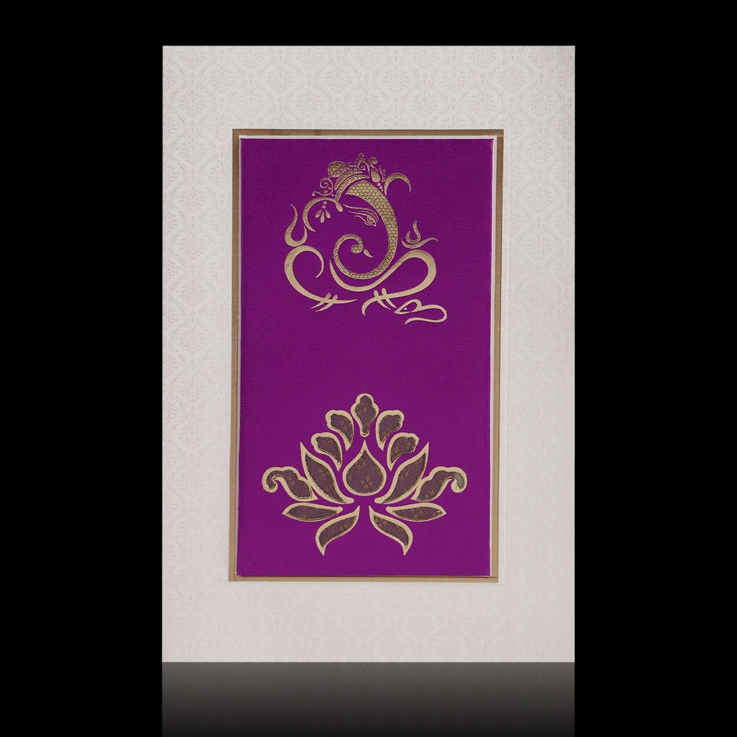 Fabulous Violet Shading With Bloom Subject Wedding Card - KNK4124
