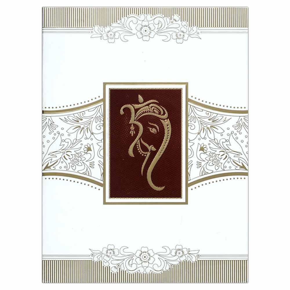 Invitation Card - Red Golden Designer Om Ganesha Invitation Card-KNK4176