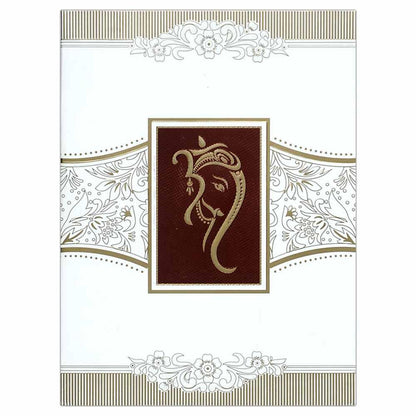 Invitation Card - Red Golden Designer Om Ganesha Invitation Card-KNK4176