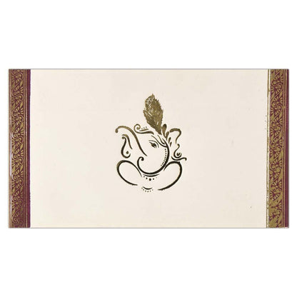 White Ganesha With Gold Touch Invitation