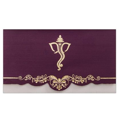 Invitation Card - Purple Metallic Sheet Personal Wedding Card-KNK4286