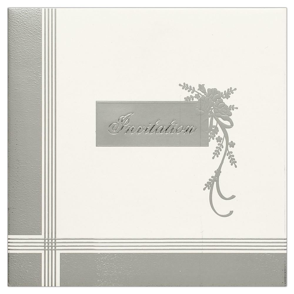 Invitation Card - White and Grey Designer Invitation Card-KNK4317