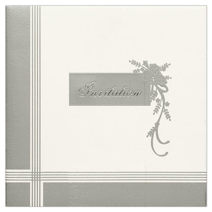 Invitation Card - White and Grey Designer Invitation Card-KNK4317