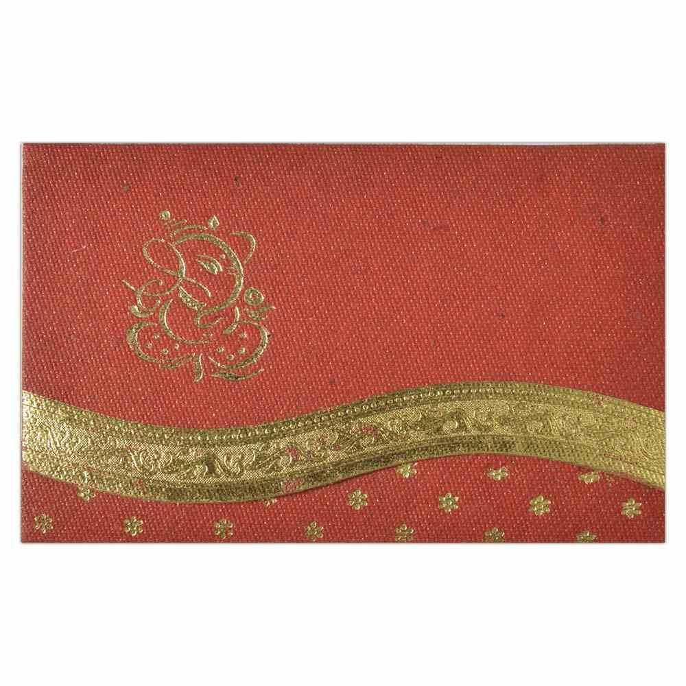 Invitation Card - Divine Creation in luxurious Red and dazzling gold with Lord Ganesh-KNK4351