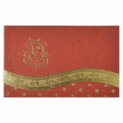 Invitation Card - Divine Creation in luxurious Red and dazzling gold with Lord Ganesh-KNK4351