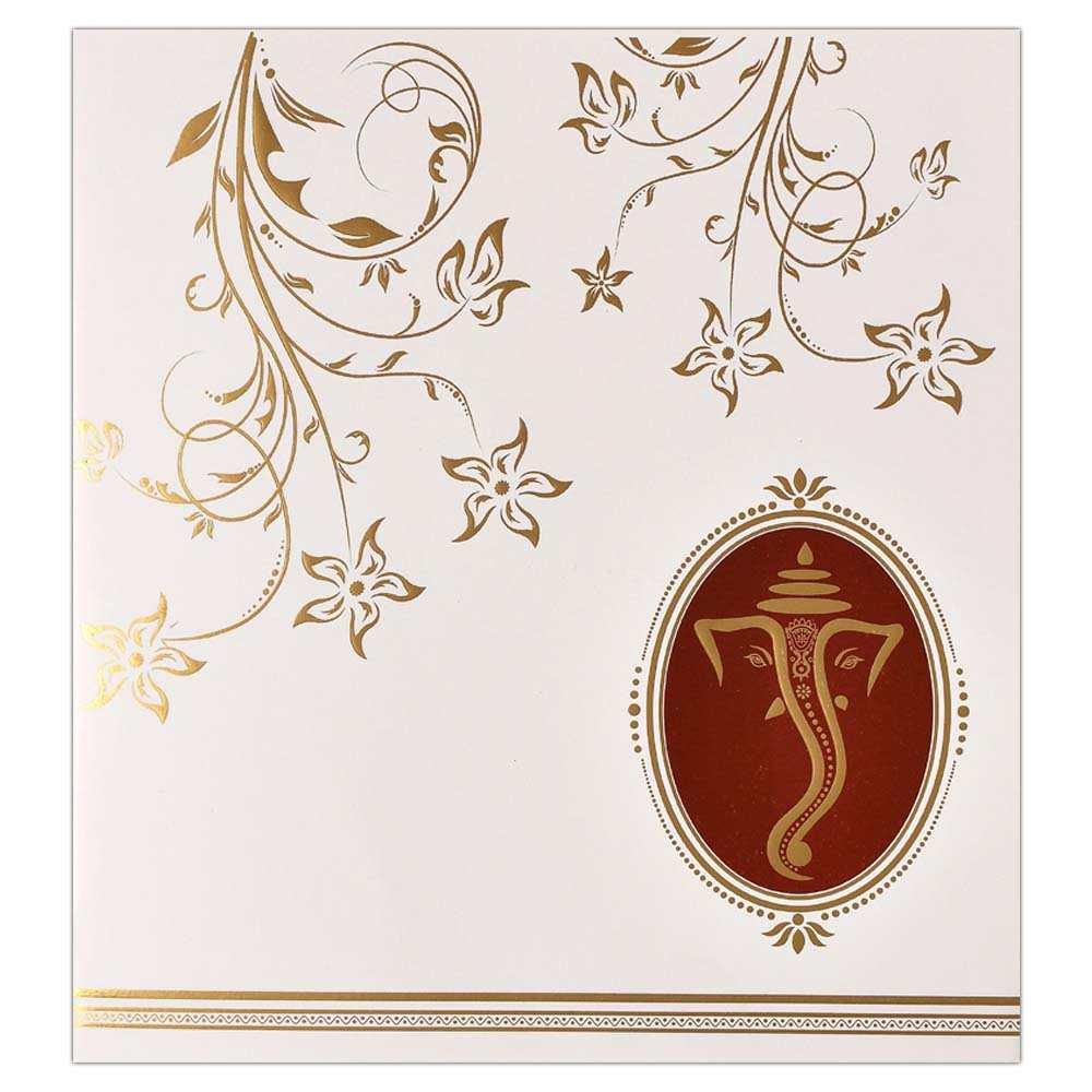 Invitation Card - Fabulously Contemporary Ganesh Card in Red and White background-KNK4468