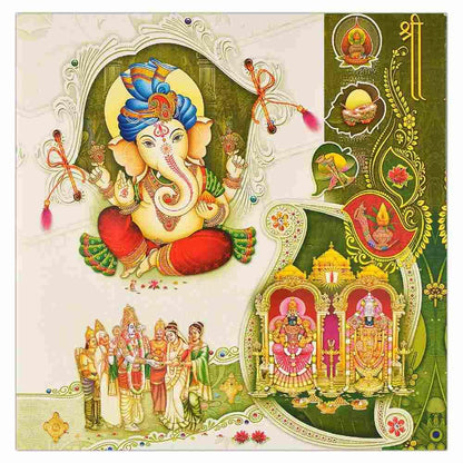 White Ganesha Hindu Wedding Card