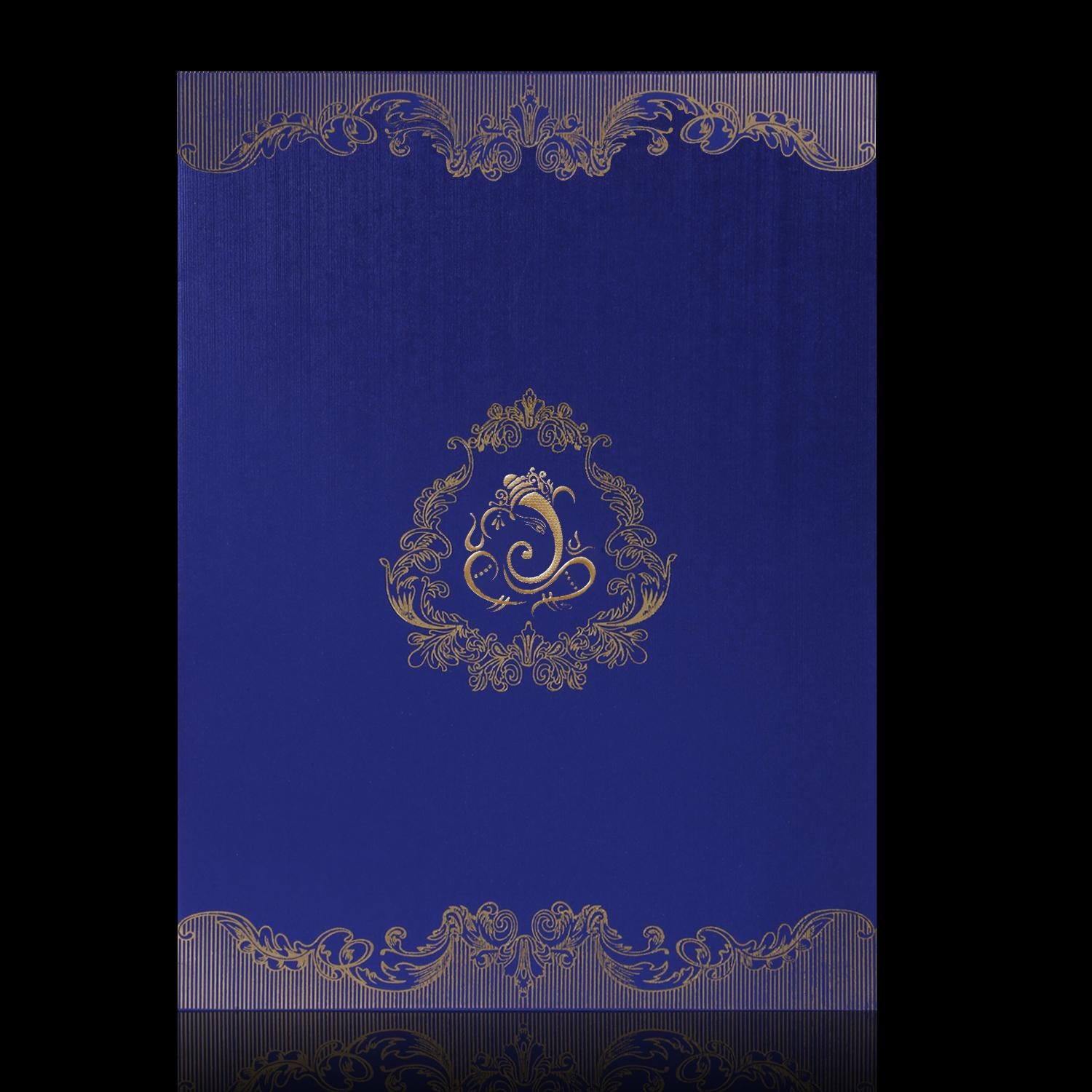 Violet Ganesha Floral Invitation Card-KNK4529