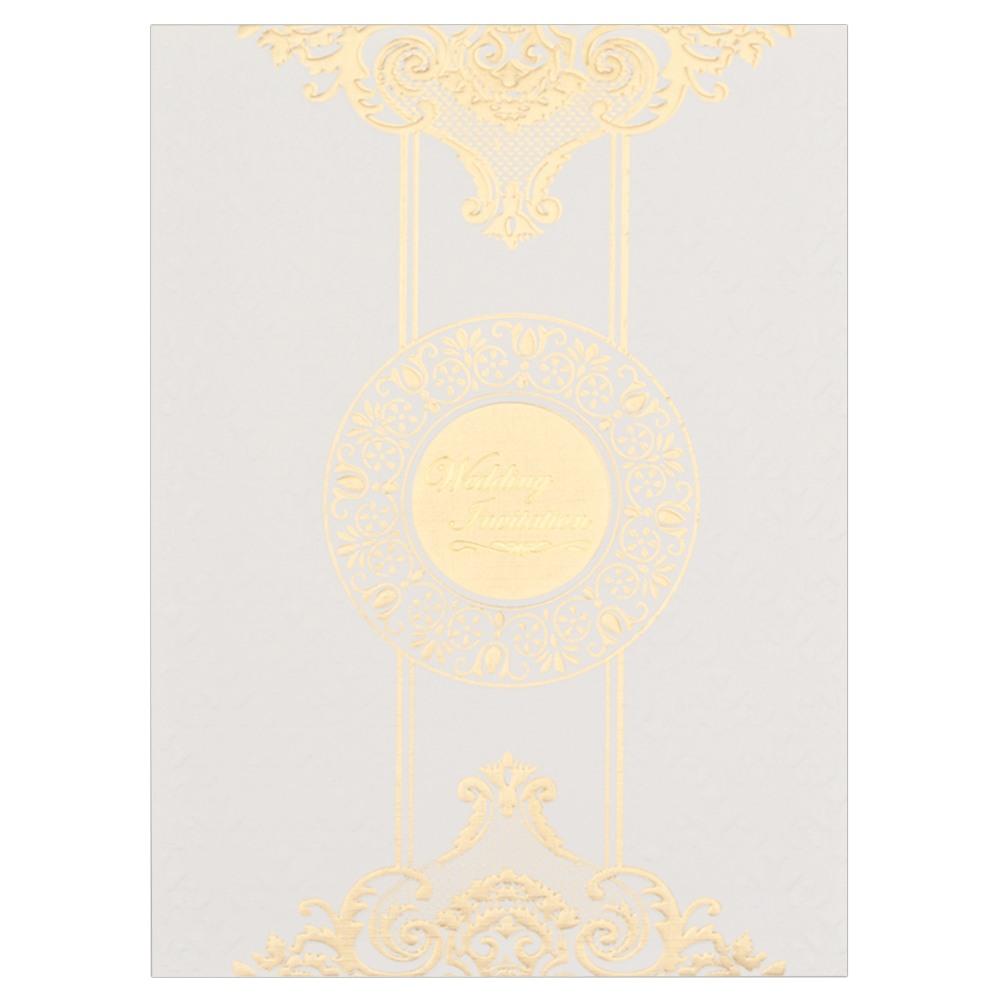 Embossed Gold Foiling Theme With White Shading Wedding Card - KNK4602