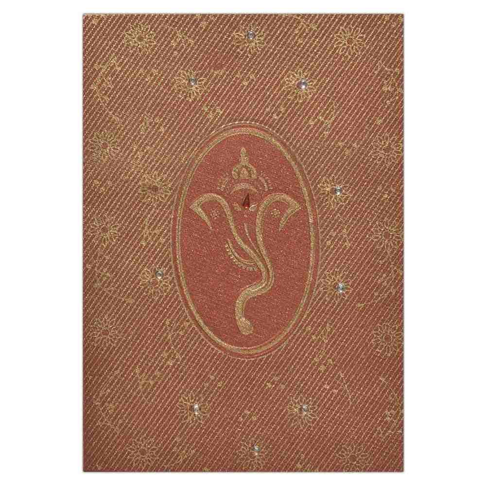 Invitation Card - Mesh patterned Ganesha Card in Gorgeous Red-KNK4611