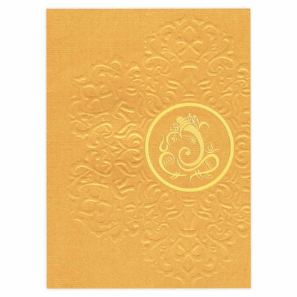 Gold Ganesha With Floral Design Invitation Card-Knk4629