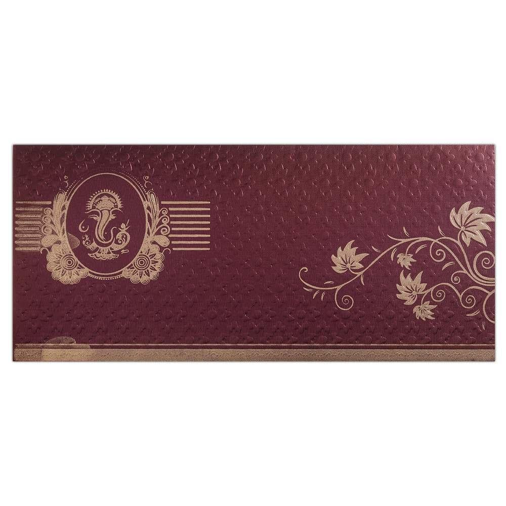 Maroon Ganesha Invitation Card-KNK4696