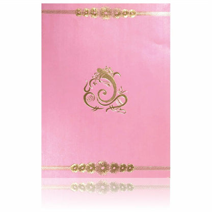 Pink Metallic Invitation Card With Floral Design-KNK4824