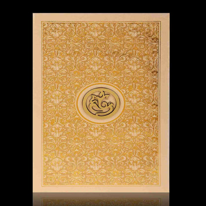 Gold Foiling Floral Theme With Gold Shading Padded Wedding Card - KNK4877