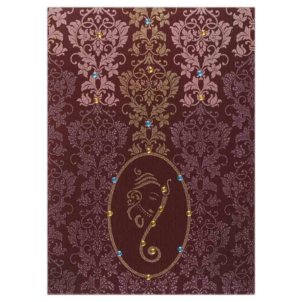 Invitation Card - Maroon Ganesha Card with Unmatched sophistication-KNK4882