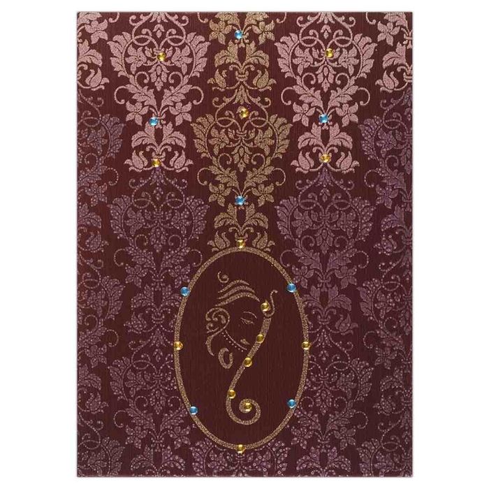 Invitation Card - Maroon Ganesha Card with Unmatched sophistication-KNK4882-King of Cards