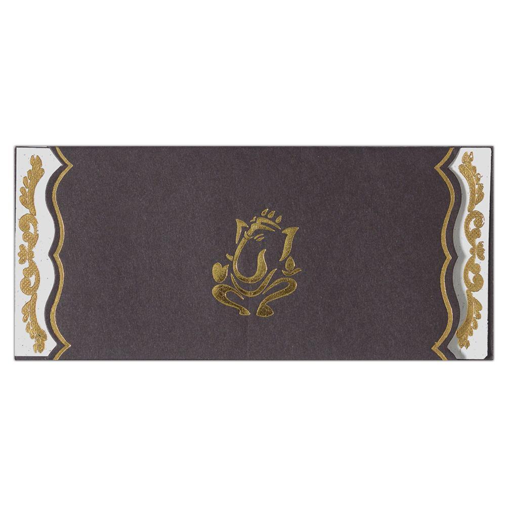 Invitation Card - Glittery Ganesha Golden Designer Invitation Card-KNK4956