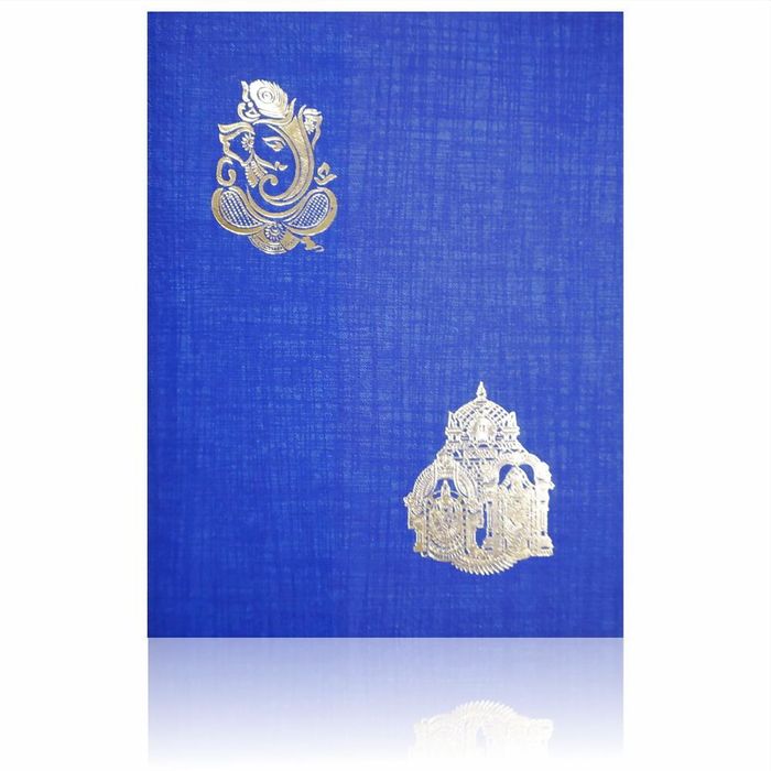 Alluring Blue Shading With Ganesha Theme Wedding Card-King of Cards