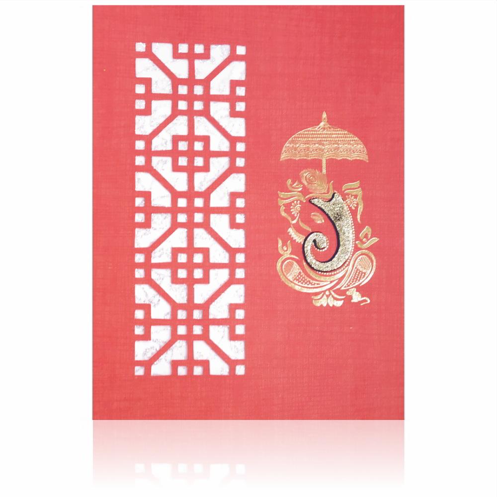 Red Jumbo Metallic Die Cut Card-KNK50193