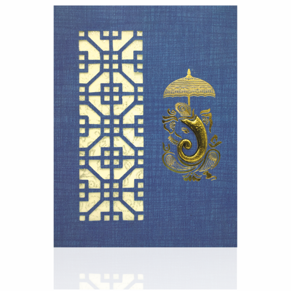 Blue Jumbo Metallic Die Cut Card-KNK50194