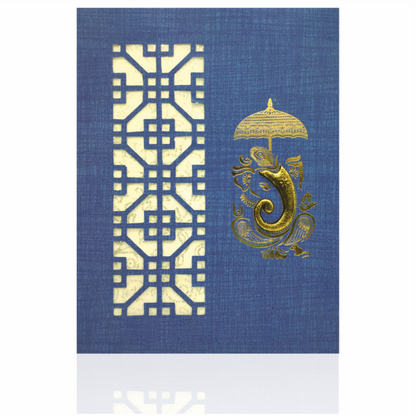 Blue Jumbo Metallic Die Cut Card-KNK50194