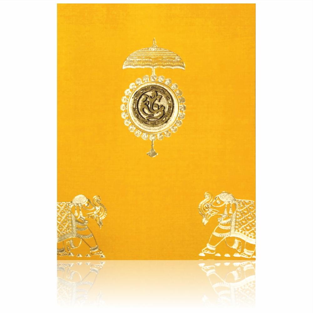 Orange Jumbo Metallic Elephant Design in Gold Foiling-KNK50761
