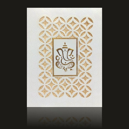 Fabulous Cut Design With Embossed Ganesha Wedding Card - KNK93011