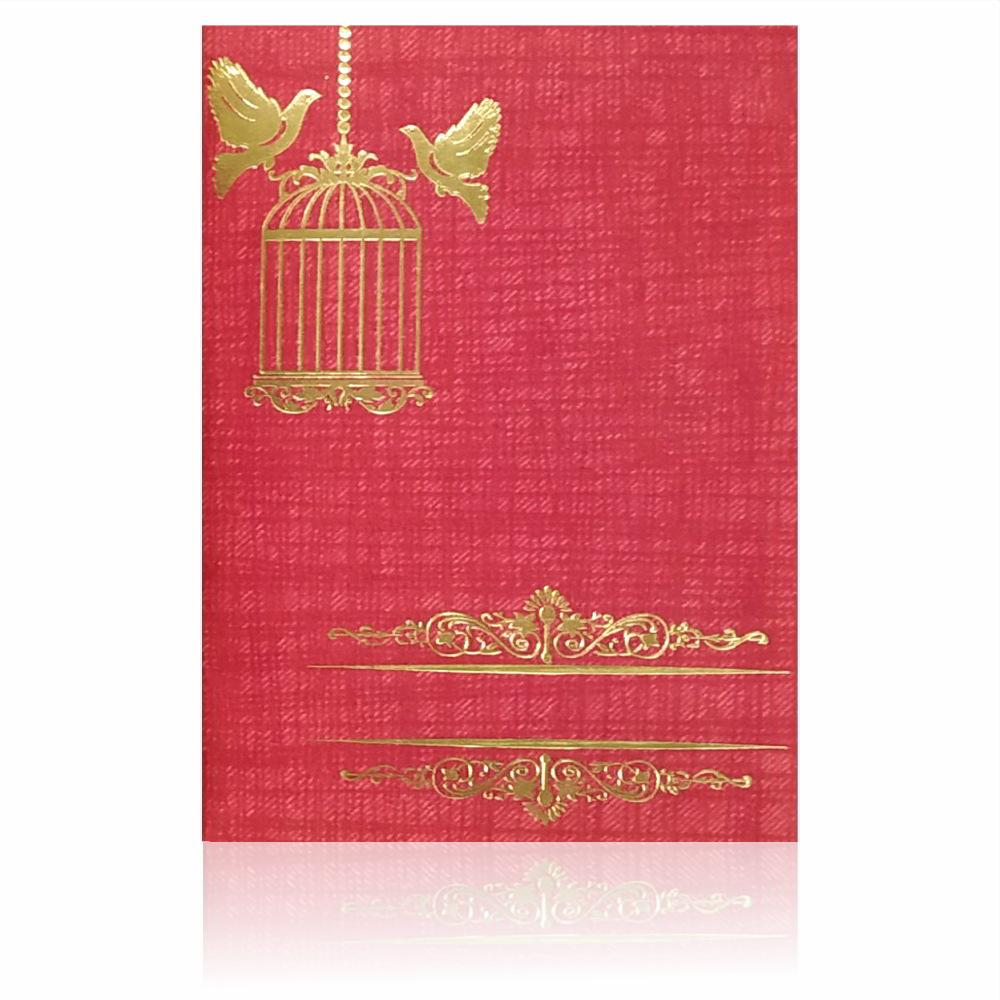 Royal Red Shading With Bird Cage Theme Personal Wedding Card - KNKP001R