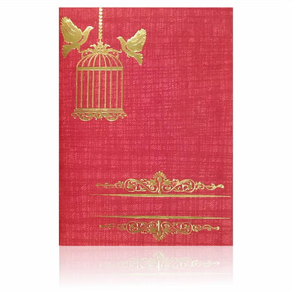 Royal Red Shading With Bird Cage Theme Personal Wedding Card - KNKP001R