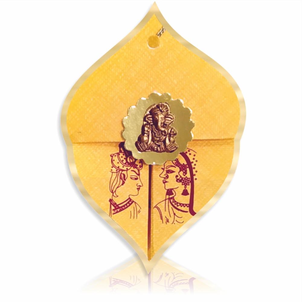 Lovely Orange Shading With Leaf Type Personal Wedding Card - KNKSP715