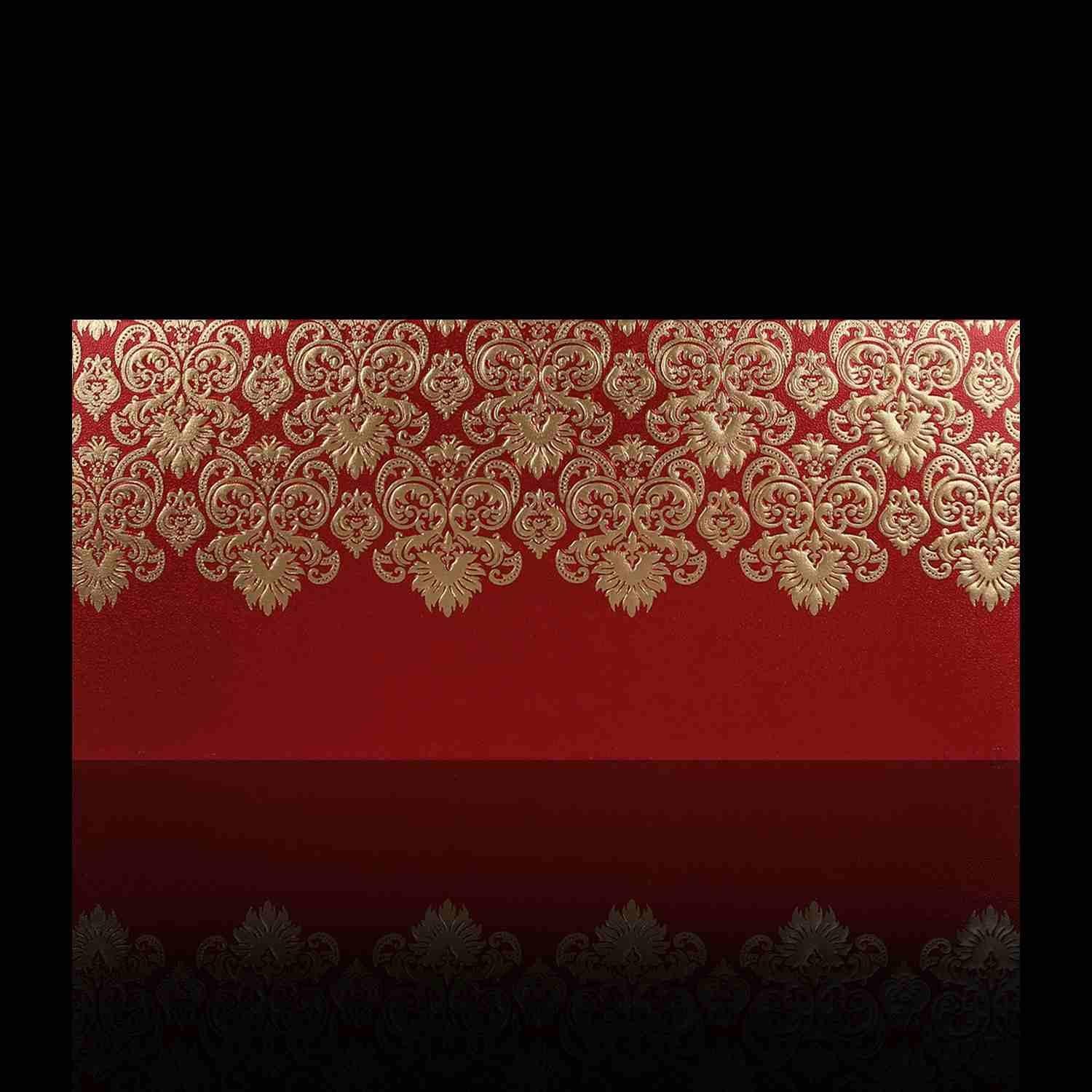 Classic Red Shading With Gold Foiling Blossom Theme Wedding Card - KNKZ02440
