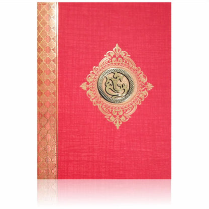 Red Prince Paper Gold Border Wedding Card-KNPM705R