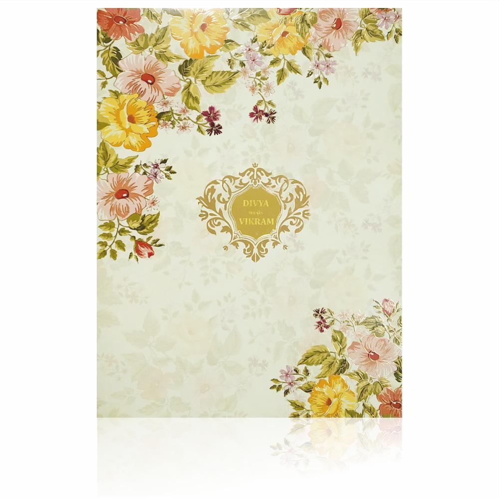 Green Padded Floral Designer Card In Offset Print-KNPO1503G