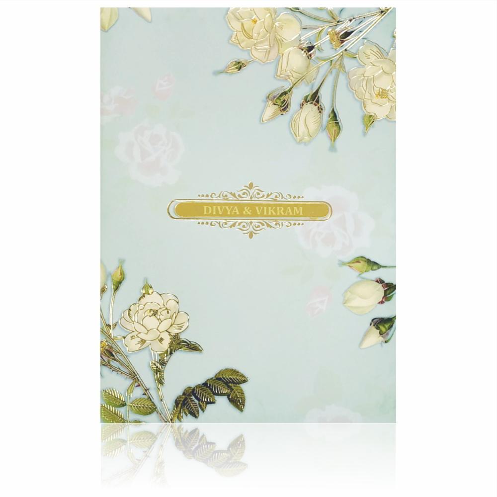 Blue Floral Invitation Card-KNPO4503G
