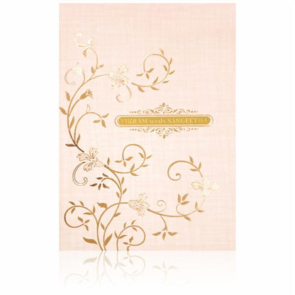 Sandal Designer Padded Wedding Card In Gold Foiling With Bag-KNPR4504S